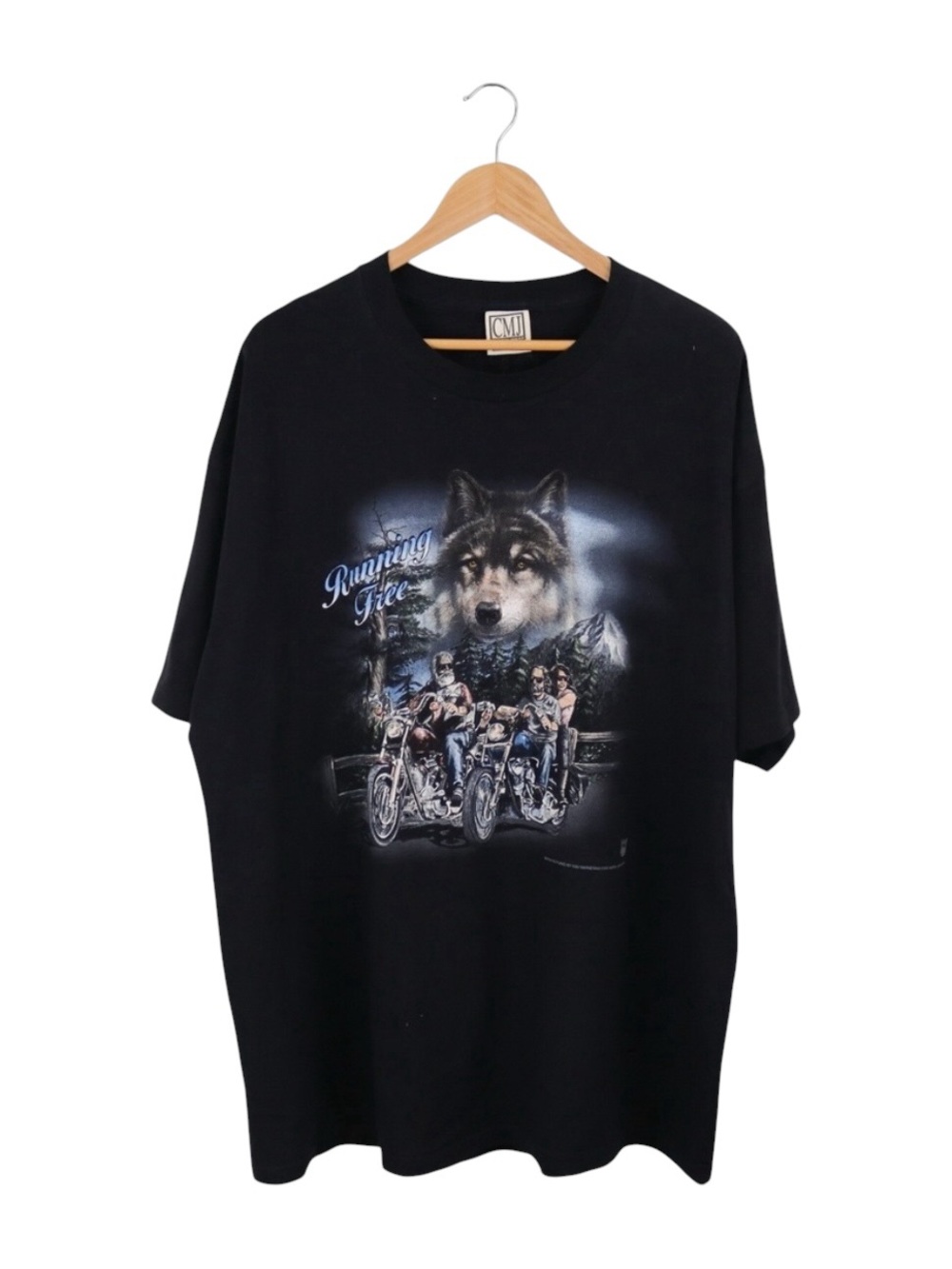 Vintage Thunder Road Biker T Shirt XXL Wolf Motorcycle Double Sided Graphic USA